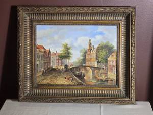 Signed Kanuff Nau Canal Street Scene Painting