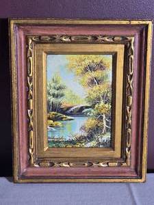 Small Framed River Landscape Painting