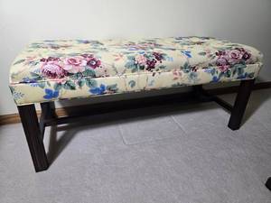 Floral Upholstered Bench
