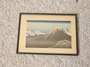 Framed Japanese Mount Fuji Woodblock Style Print
