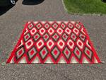 Large Red, Gray, Cream, and Black Geometric Area Rug
