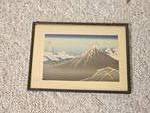 Framed Japanese Mount Fuji Woodblock Style Print
