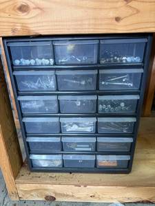 15-Drawer Hardware Organizer Cabinet With Assorted Fasteners