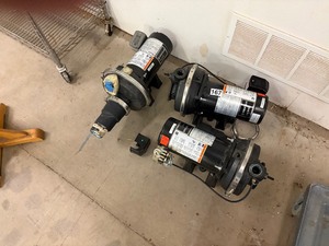 3 Used pumps, untested, with cart