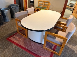 conference table, chairs and rug