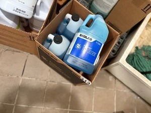 Ecolab cleaning products, all contents of shelves