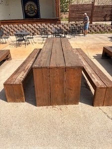 Sturdy Wooden picnic table with benches. 10ft long