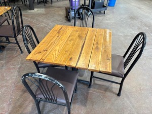 wood top table and chairs
