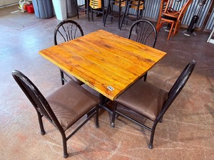 wood top table and chairs