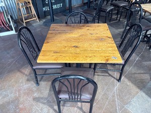 wood top table and chairs