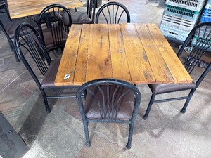wood top table and chairs