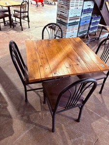wood top table and chairs