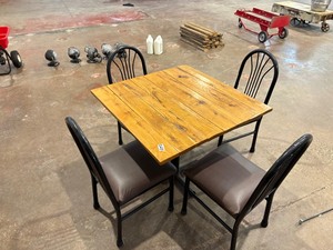 wood top table and chairs