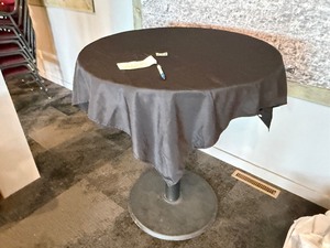 Black high top table with linen