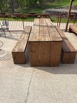 Sturdy Wooden picnic table with benches. 10ft long