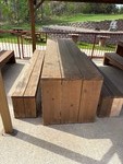 Sturdy Wooden picnic table with benches. 10ft long