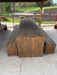 Sturdy Wooden picnic table with benches. 10ft long