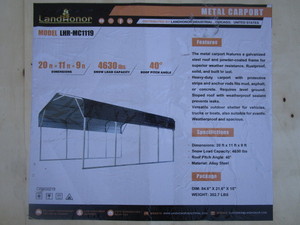 LandHonor 11x20x9 Carport