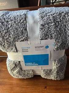 Gray Plush Sherpa Throw