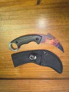 Tactical Karambit Knife With Starry Print and Sheath