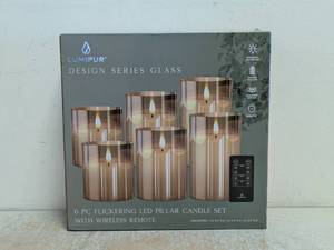 NEW LUMIPUR 6PC. FLICKERING LED PILLAR CANDLE SET WITH WIRELESS REMOTE
