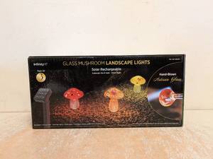 INFINITY XT GLASS MUSHROOM LANDSCAPE LIGHTS SOLAR RECHARGEABLE 3PK