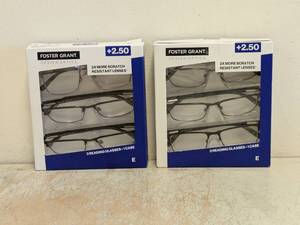 (2) NEW FOSTER GRANT 2.50 READING GLASSES 3PK