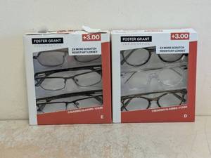 (2) NEW FOSTER GRANT 3.00 READING GLASSES 3PK
