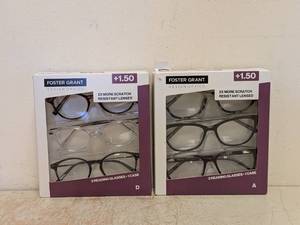 (2) NEW FOSTER GRANT 1.50 READING GLASSES 3PK
