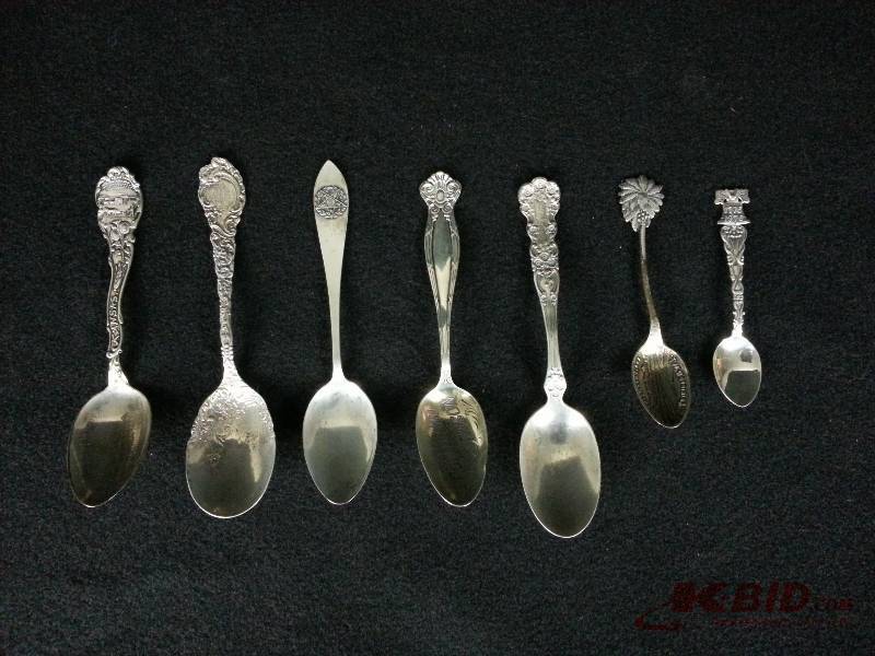 Lot of (7) Vintage Sterling Silver Souvenir Spoons