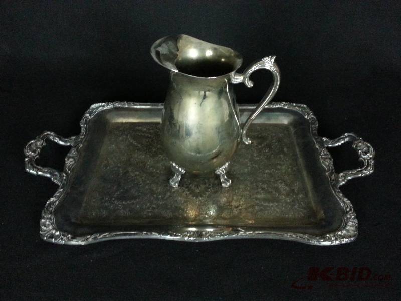 Silverplate Water Pitcher and Servers Tray