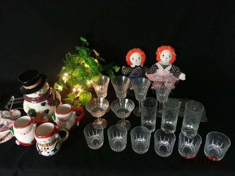 Snowman Cookie Jar, Raggedy Ann & Andy, Oil Lamp Stone, Misc.