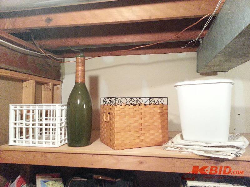 Wicker Basket, Green Vase, Misc.