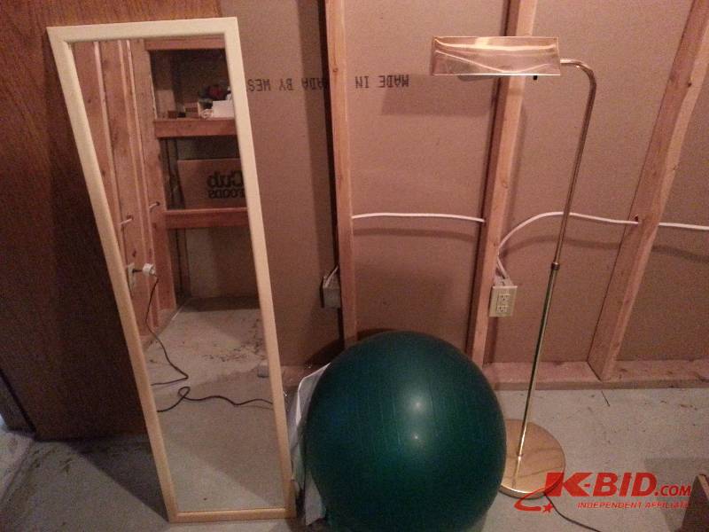 Exercise Ball, Brass Lamp, Mirror