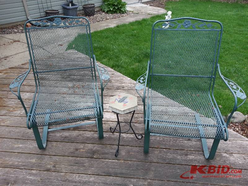 Two Lawn Lounge Chairs, Frog Accent Table