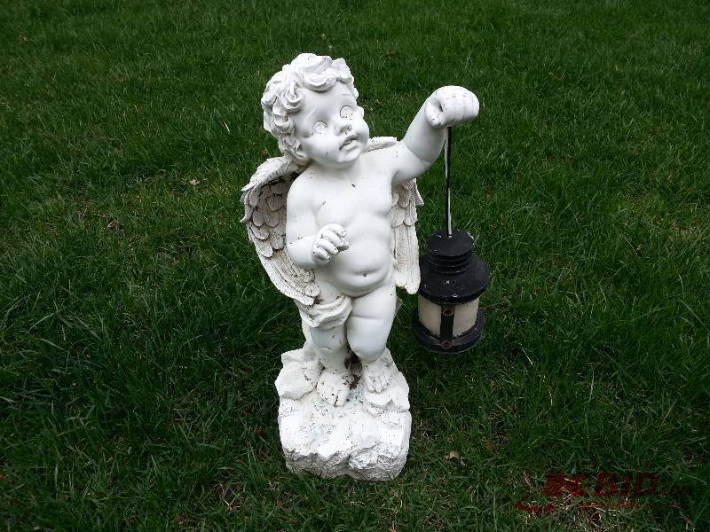 Cherub Holding Light Lawn Ornament