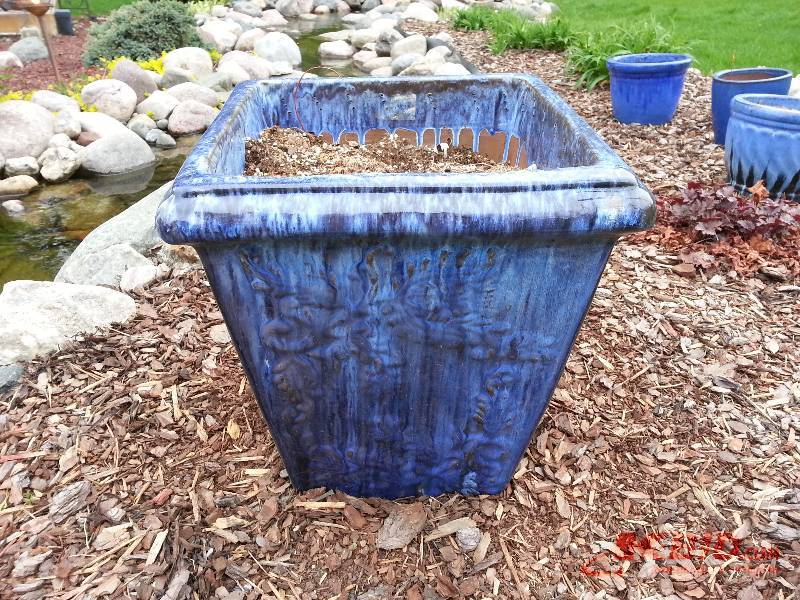 Larger Blue Decorative Ceramic Planter