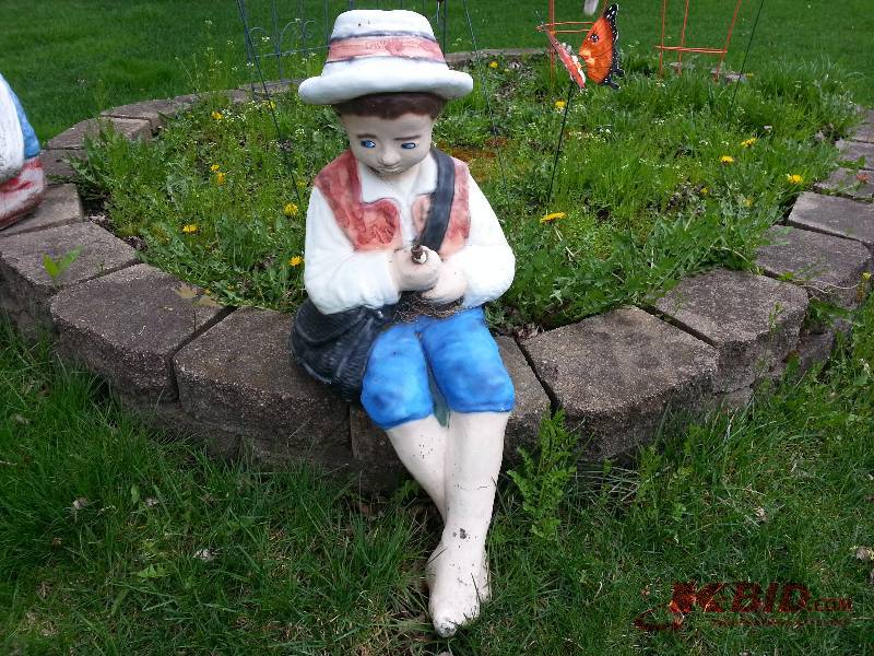 Vintage Shabby Chic Boy Garden Statue