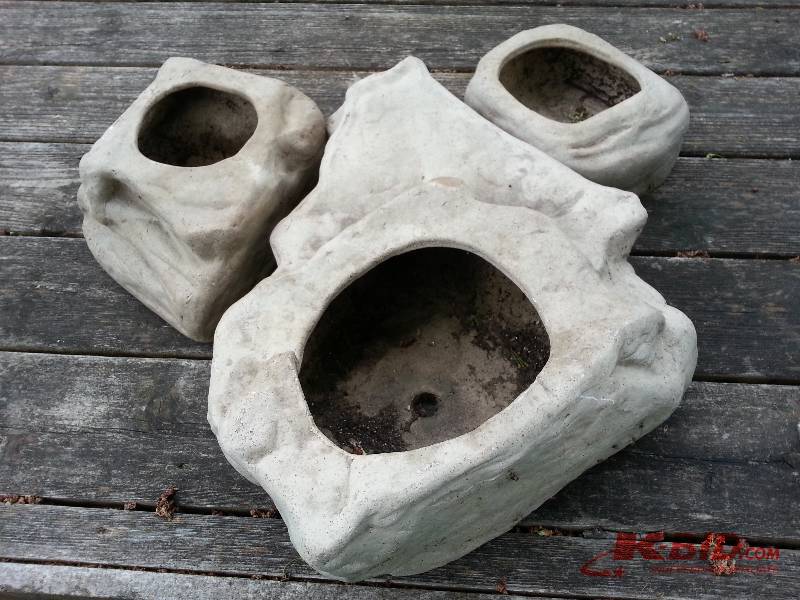 (3) Molded Rock Planters