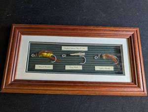 Antique English Salmon Bait C. 1900 Framed Fly Display