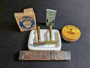 Vintage Shaving Collectibles Mixed Lot Williams Gillette MacGregor & Westor Bros