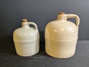 Ceramic Jug Pair With Cork Stoppers