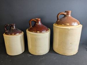 Vintage Stoneware Crock Jugs (Lot of 3)