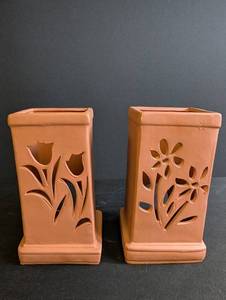 Terracotta Cutout Planter Pair