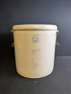 Antique Red Wing Stoneware Crock With Wire Bail Handle
