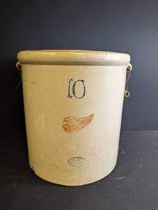 Antique Stoneware Crock No. 10 Patented 1915