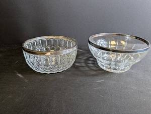 Pressed Glass Bowls With Silver Trim (Lot of 2)