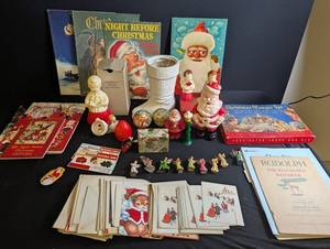 Vintage Christmas Ephemera, Figurines & Books Mixed Lot