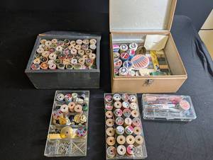 Vintage Sewing Thread Spools & Notions Mixed Lot
