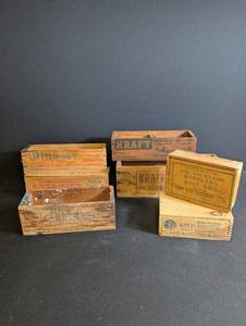 Vintage Advertising Wooden Cheese Boxes Mixed Lot of 6